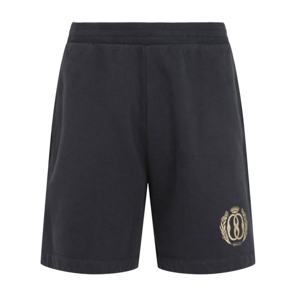 Bally Graphic Print Sweatpant Shorts Navy Mens